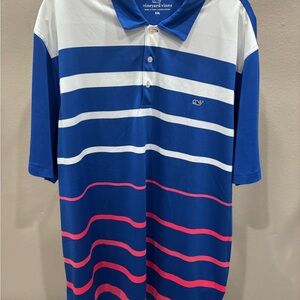 Vineyard Vines Men's Polo with Blue and Pink Stripes